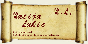 Matija Lukić vizit kartica